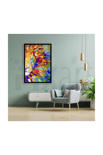 pixartsanat Pixart Art - Colorful Lion Drawing, Diamond Musical Painting, Daimond Turkey 48*68