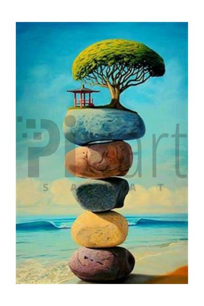 pixartsanat Colorful Stones And Tree Pixart Art Diamond Mosaic Painting Diamond Turkey 43*66