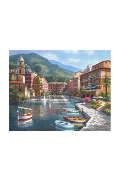 pixartsanat Sailboats in the Town Shore Pixart Art Diamond Mosaic Painting Diamond Turkey 55*43