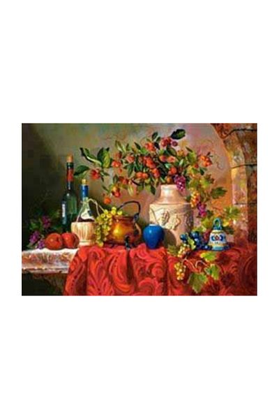 pixartsanat Ornate Table with Fruits and Objects Pixart Art Diamond Mosaic Painting Diamond Türkiye 69*51