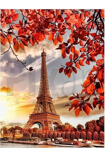 pixartsanat Eiffel Tower on Sunset 30*40 PixArt Art Diamond Mosaic Painting Diamond Turkey