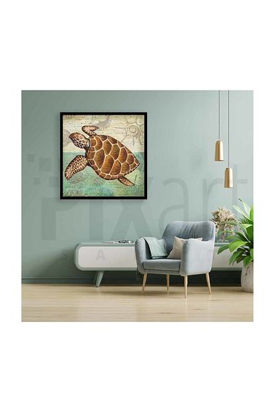 pixartsanat Brown Water Turtle Pixart Art Diamond Mosaic Painting Diamond Turkey 53*52