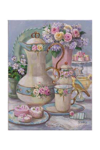 pixartsanat Pink Tea Set Pixart Art Diamond Mosaic Painting Diamond Türkiye 38*51