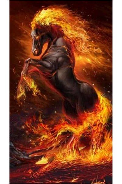 pixartsanat Horse That Exists from Fire PixArt Art Diamond Mosaic Painting Daimond Turkey 32*56