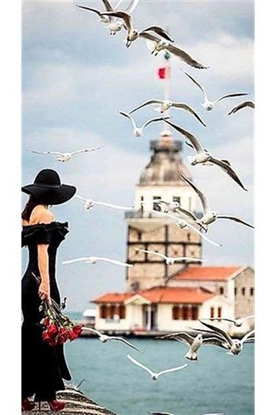 pixartsanat Beautiful Girl And Girl Tower Pixart Art Diamond Mosaic Painting Diamond Turkey 33*61
