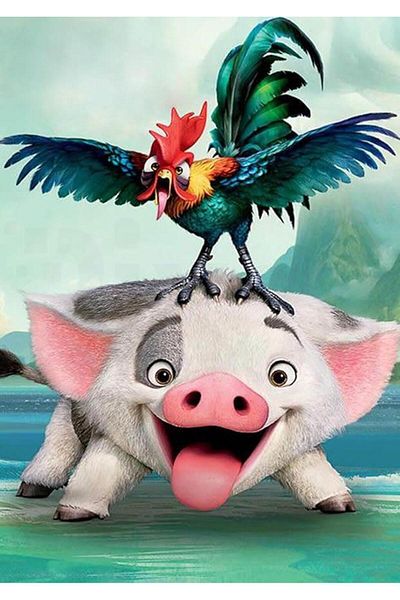 pixartsanat Pig And Rooster 30x40 PixArt Art Diamond Mosaic Painting Diamond Turkey