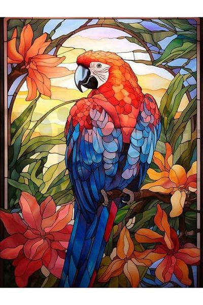 pixartsanat Beautiful Furry Parrot 40X50 Pixart Art Diamond Mosaic Painting Diamond Turkey