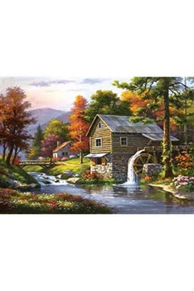 pixartsanat Türkiye Diamond - 70*50 Small Town on the River Shore Pixart Art Diamond Mosaic Painting