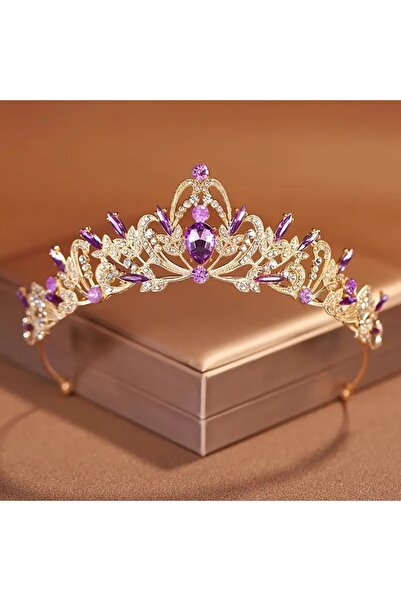 GlassySKY Coroana de nunta prințesa cu piatră Henna pentru petrecerea de aniv...
