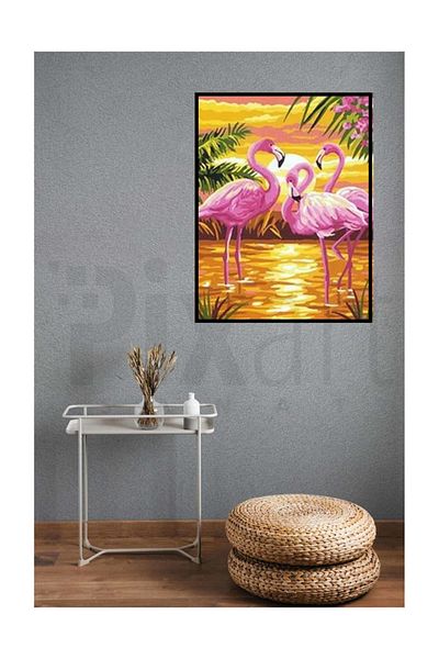 pixartsanat Flamingos in the Sunset PixArt Art Diamond Mosaic Painting Diamond Turkey 46*58