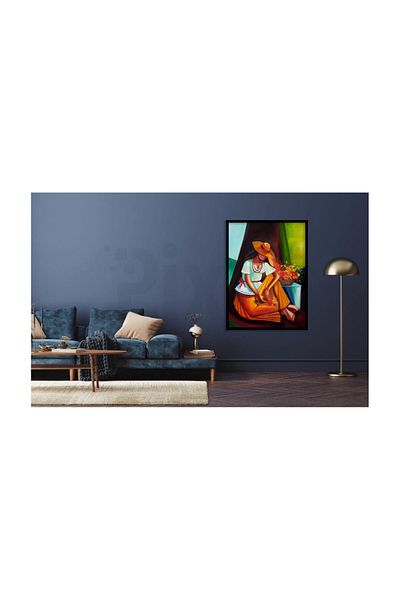 pixartsanat Woman Sitting Beside Flowers Pixart Art Diamond Mosaic Painting Diamond Turkey 46*61