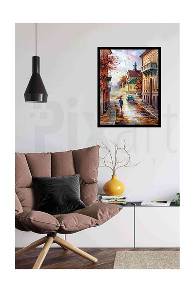 pixartsanat Rainy Autumn Pixart Art Diamond Mosaic Painting Diamond Turkey 40*50