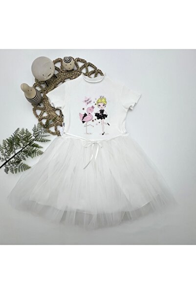 Narnuga Mi̇rayli̇fe 5-6-7 Years Old Flamingo Ballerina Girl Printed Ribbon Be...