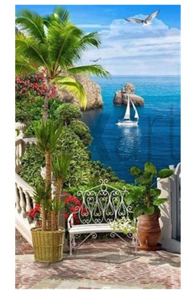 pixartsanat Seashore Pixart Art Diamond Mosaic Painting Diamond Turkey 41*69