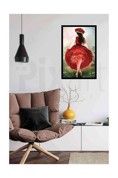 pixartsanat Woman in Red Dress Pixart Art Diamond Mosaic Painting Diamond Türkiye 40*50