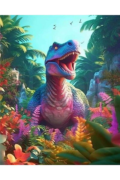 pixartsanat Dinosaur 30*40cm Pixart Art Diamond Mosaic Painting Diamond Turkey