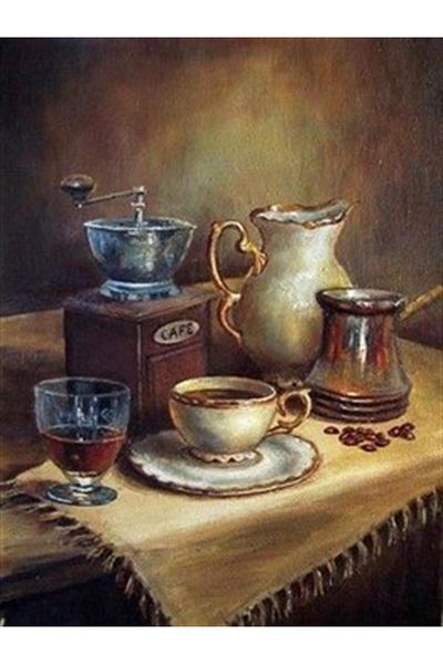 pixartsanat Coffee Set Pixart Art Diamond Mosaic Painting Diamond Turkey 53*69