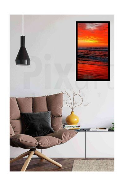 pixartsanat Red Sunset Pixart Art Diamond Mosaic Painting Diamond Turkey 37*69