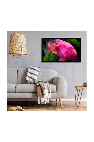 pixartsanat Pink Fish in Aquarium Pixart Art Diamond Mosaic Painting Diamond Turkey 80*52