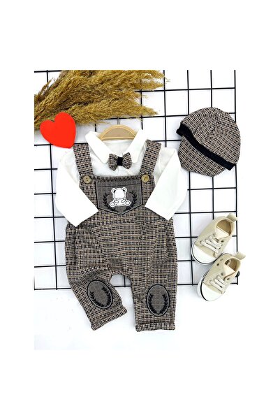 Narnuga Mi̇rayli̇fe 3-6-9-12 Months Gray Embroidery Detailed Cap Hat Long Sle...