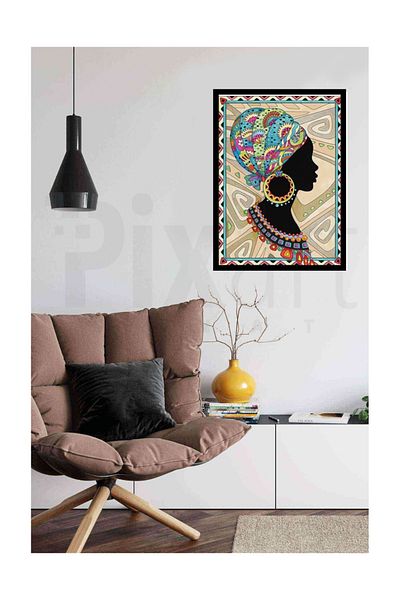 pixartsanat African Woman Pixart Art Diamond Mosaic Painting Diamond Turkey 38*51