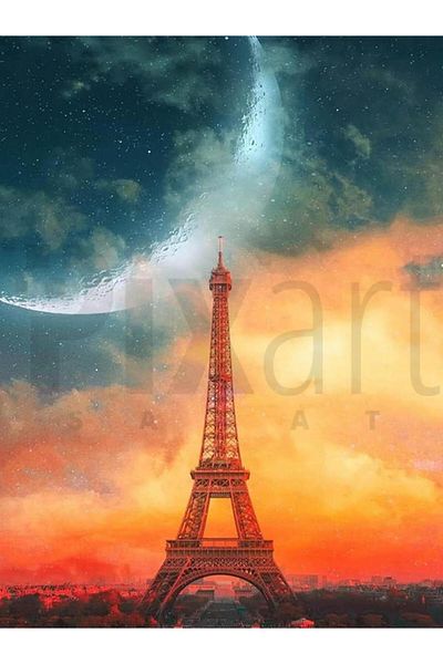 pixartsanat 30 X 40 cm, Eiffel Tower Pixart Art Diamond Mosaic Painting Diamond Turkey