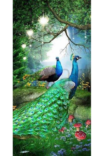 pixartsanat Beautiful Colorful Peacocks Pixart Art Diamond Mosaic Painting Diamond Turkey 43*83