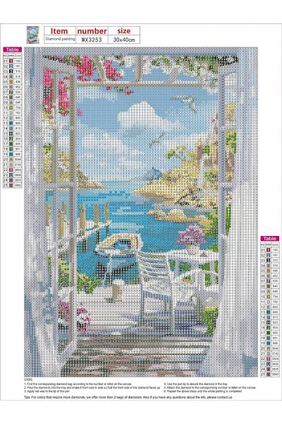 pixartsanat Landscape Seaside Boat Scenery Pixart Art Diamond Mosaic Painting Diamond Turkey 30X40