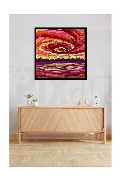pixartsanat Pixart Patterned Claret Red Diamond Mosaic Painting - Diamond Türkiye 63*63
