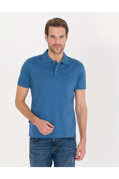 Pierre Cardin Tricou mercerizat cu gât polo slim albastru închis 50262665-VR032