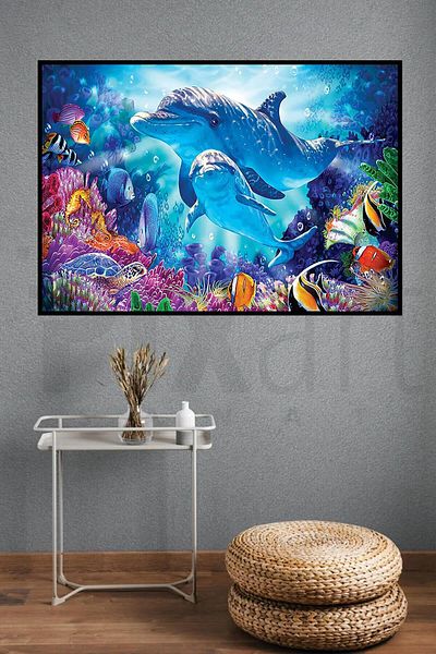 pixartsanat Dolphin, 30*40cm Pixart Art Diamond Mosaic Painting Diamond Turkey