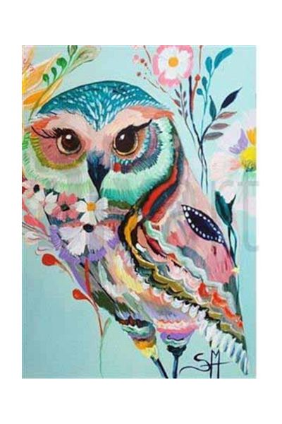 pixartsanat Owl from Flower Pixart Art Diamond Mosaic Painting Diamond Turkey 38*52