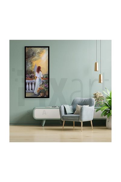 pixartsanat Woman in the Balcony Pixart Art Diamond Mosaic Painting Diamond Turkey 36*71