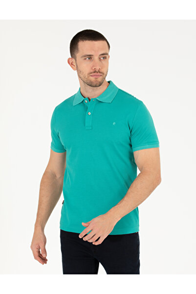 Pierre Cardin Green Slim Fit Polo Neck Mercerized T-Shirt 50262665-Vr083