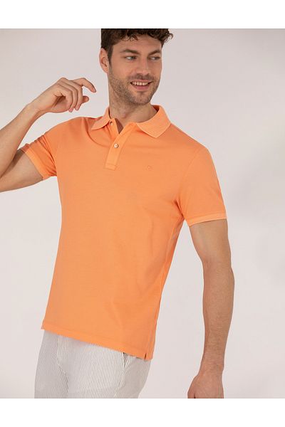 Pierre Cardin Tricou cu decolteu polo slim portocaliu deschis mercerizat 50262665 -VR189