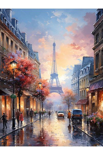 pixartsanat Pixart Diamond Mosaic Painting - Paris, Eiffel Tower Turkey 30X40