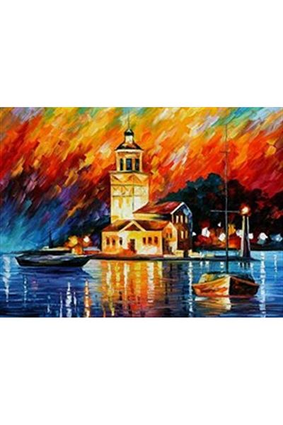 pixartsanat Leonid Afremov Diamond - Pixart Art, Maiden's Tower with Diamond Mosaic, 60*45 Turkey