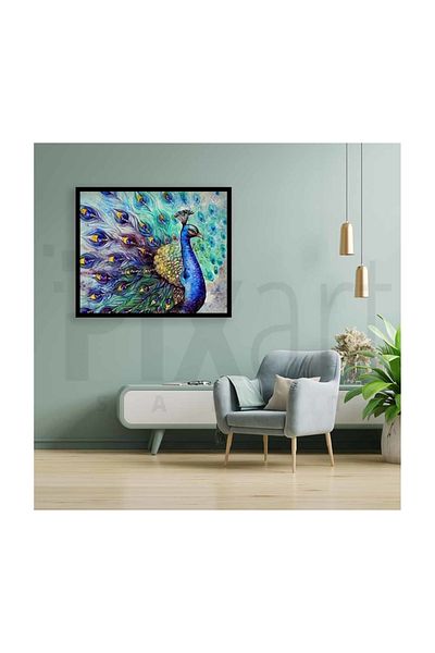 pixartsanat Peacock Pixart Art Diamond Mosaic Painting with Delicious Feathers Diamond Turkey 77*65