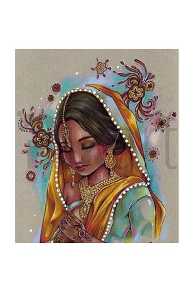 pixartsanat Indian Beautiful Woman Pixart Art Diamond Mosaic Painting Diamond Turkey 53*64