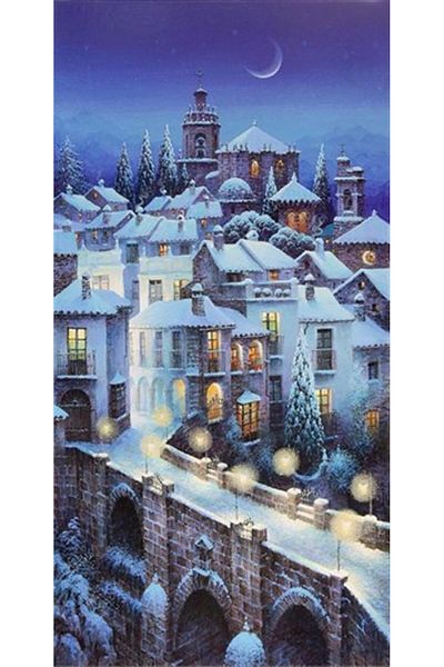 pixartsanat Pixart Art Diamond Mosaic - Budapest Snowy Winter Night Diamond Painting 30*60