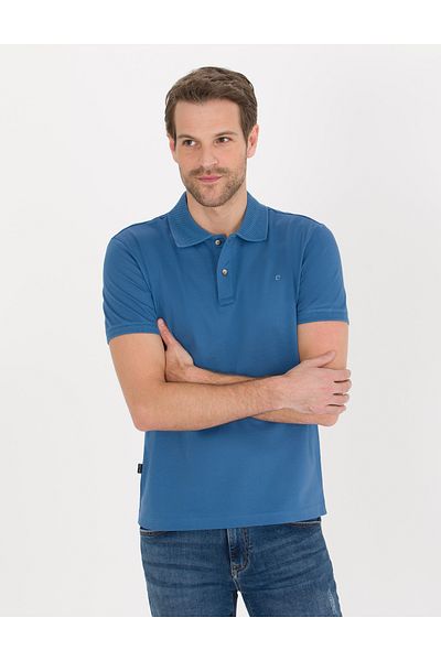 Pierre Cardin Σκούρο μπλε Slim Fit Polo Neck Mercerized T-shirt 50262665-VR032