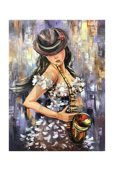 pixartsanat Saxophone And Girl Pixart Art Diamond Mosaic Painting Diamond Turkey 48*69