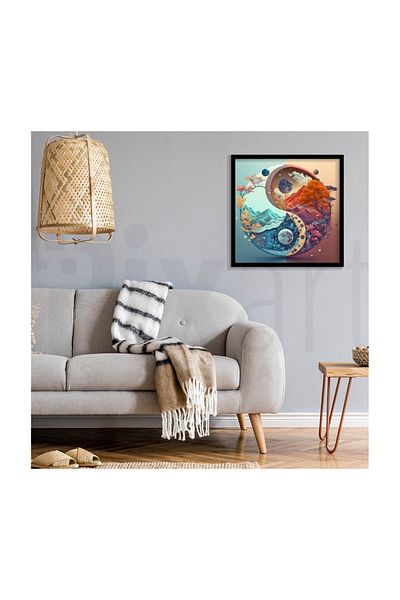 pixartsanat Blue and Red Yin Yang Diamond Mosaic Painting Diamond Turkey 50*50