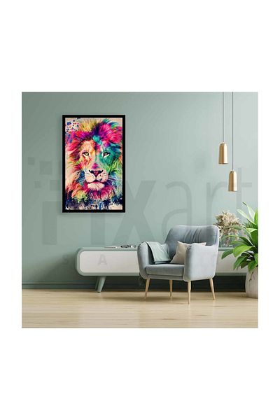 pixartsanat Colorful Lion Portrait Pixart Art Diamond Musical Painting Daimond Turkey 35*53