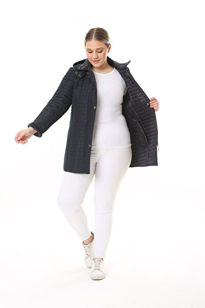 TUTveAL Collection Kapitone Mont, Kaban, Içi Kürklü Kapitone Mont ,büyük Beden Mont, Su Itici Mont,LACİVERT