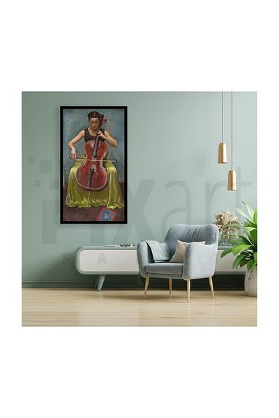pixartsanat Woman Playing Cello Pixart Art Diamond Mosaic Painting Diamond Turkey 35*61
