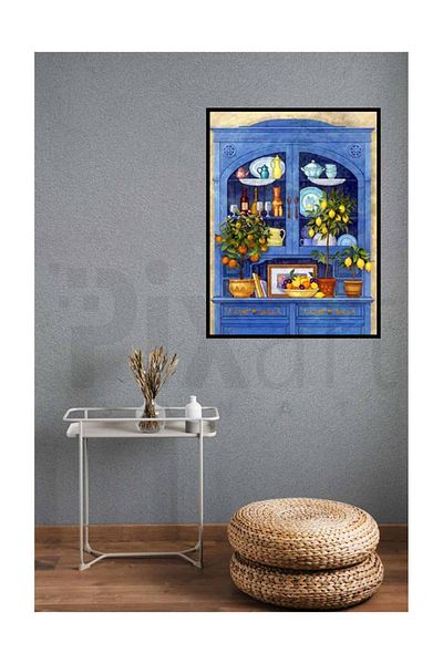 pixartsanat Blue Kitchen Cabinet Pixart Art Diamond Mosaic Painting Diamond Türkiye 46*58