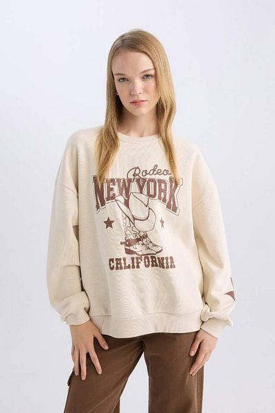 DeFacto Women's Sweat D5306Ax/Er42 Lt.Stone