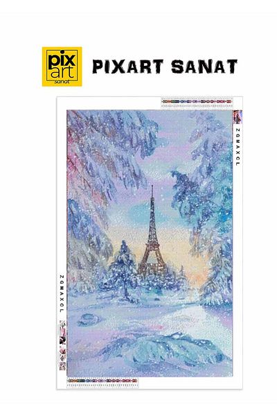 pixartsanat Snow Covered Paris 35x55 PixArt Art Diamond Mosaic Painting Diamond Turkey