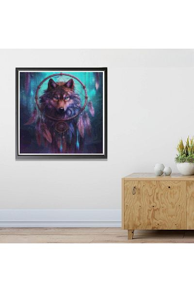 pixartsanat Dream Catcher Wolf Pixart Art Diamond Mosaic Painting Diamond Turkey 30X30